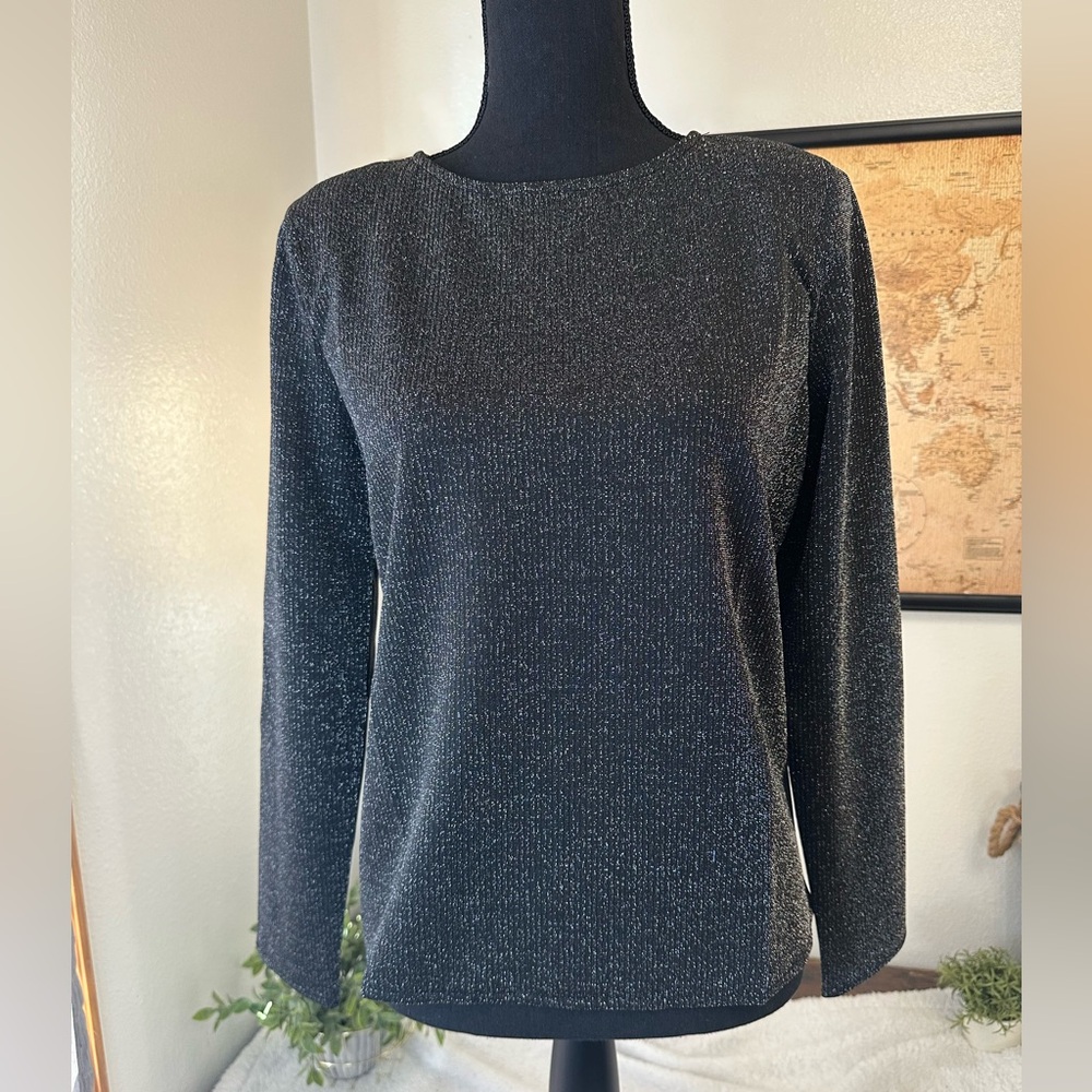 Alfani top black silver medium petite